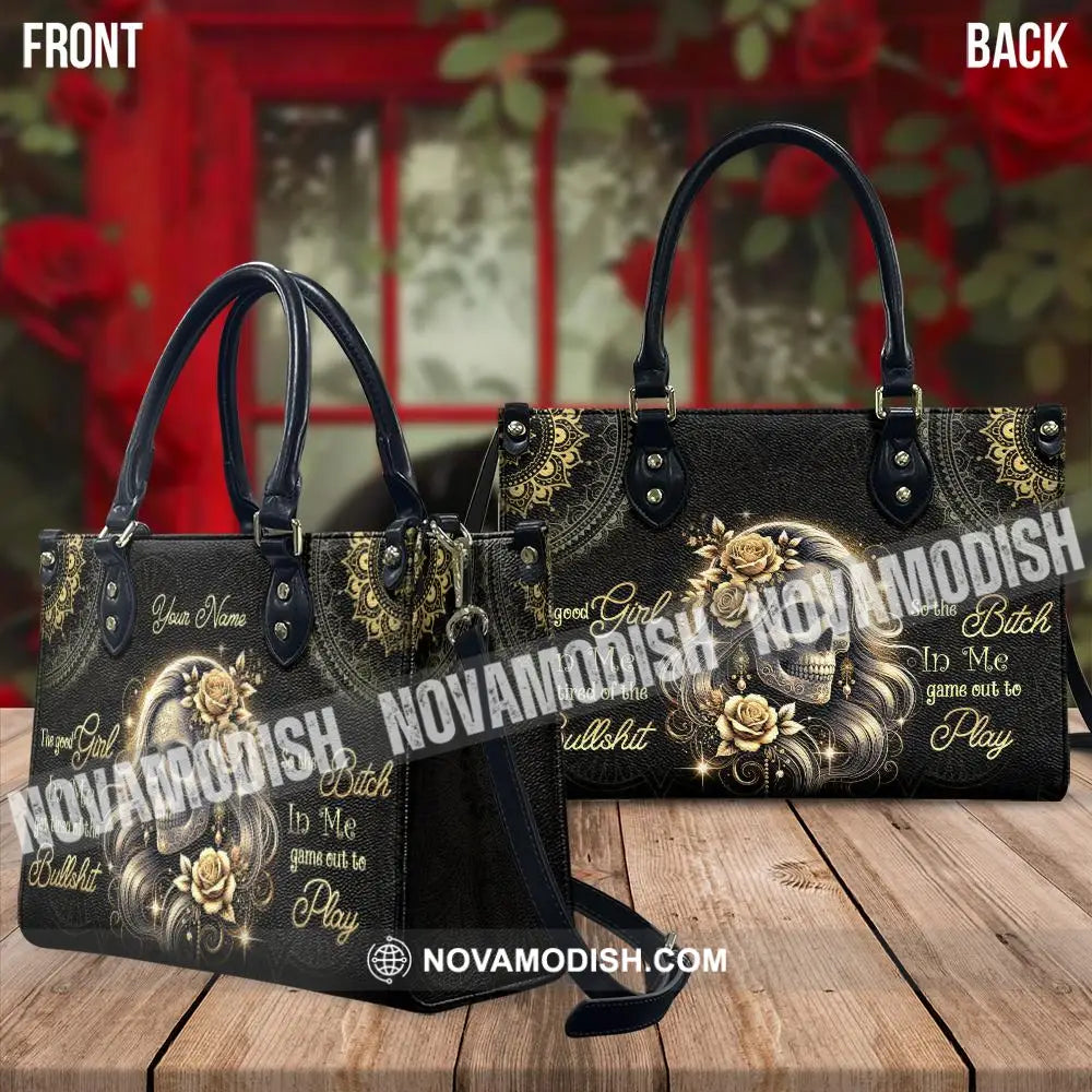 Custom Name Handbag Skull Lady Evil Personalized Leather