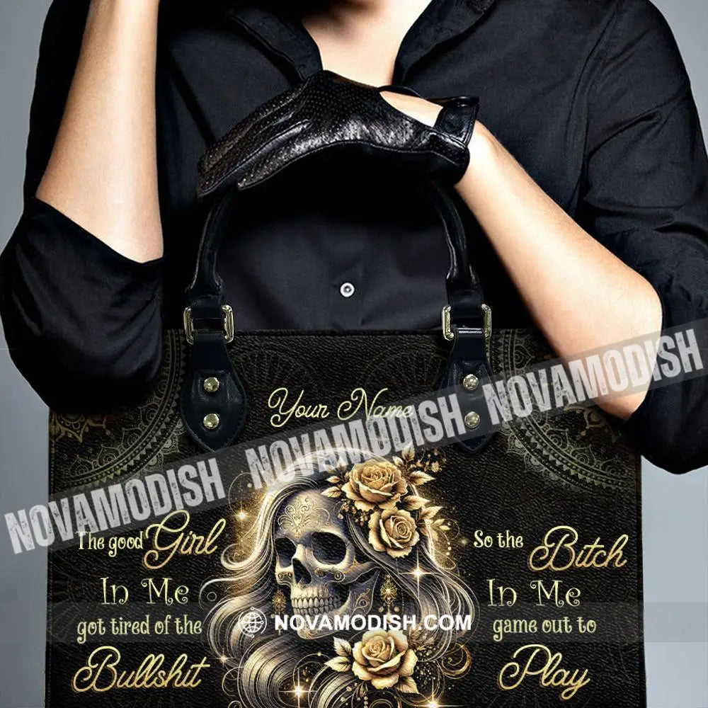 Custom Name Handbag Skull Lady Evil Personalized Leather