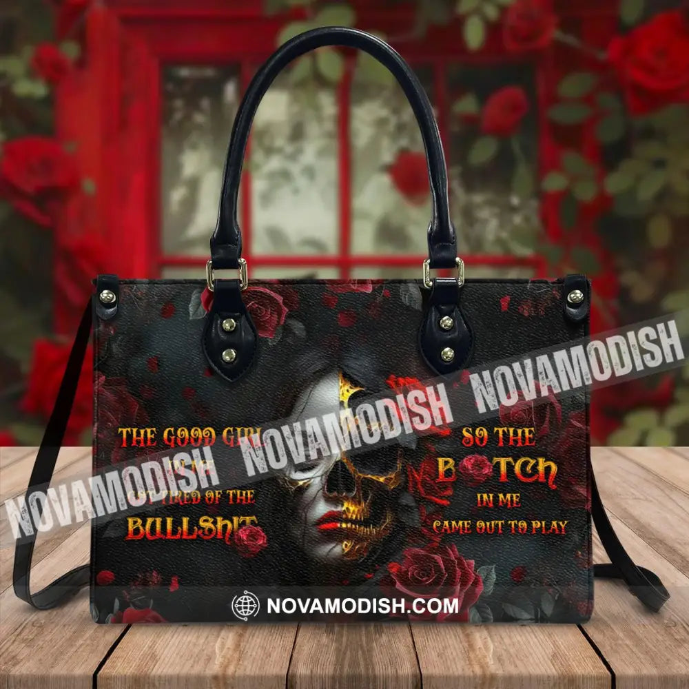 Custom Name Handbag Skull Lady Evil Personalized Leather Medium / Pu