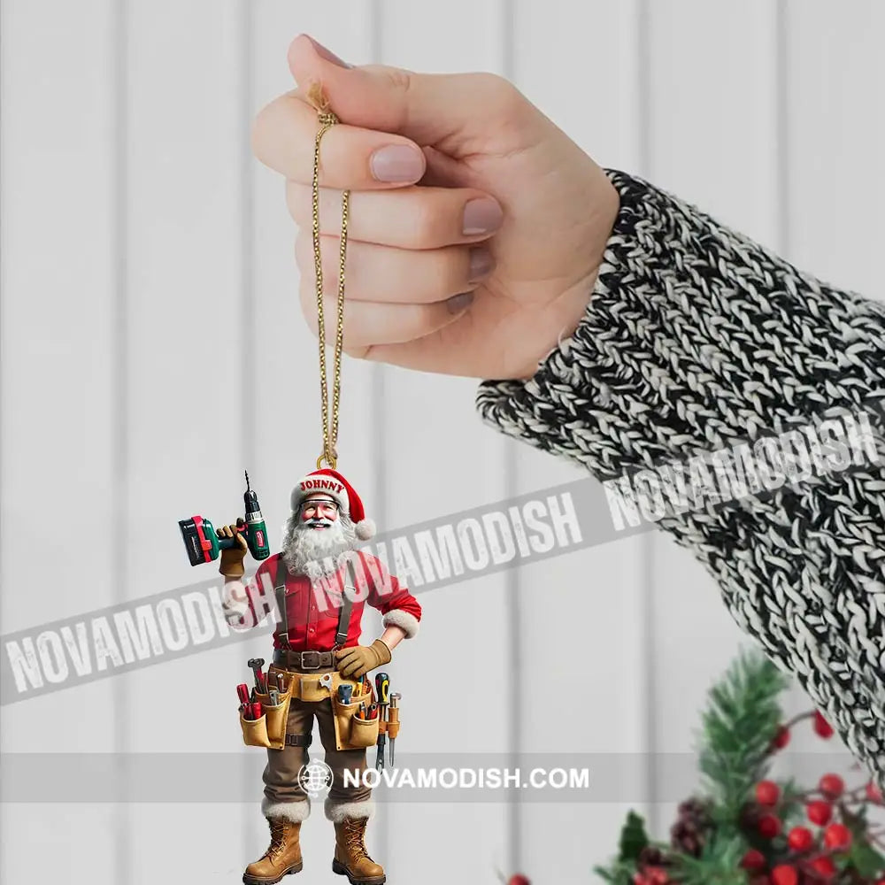 Custom Name Handyman Santa Ornament Christmas Gift