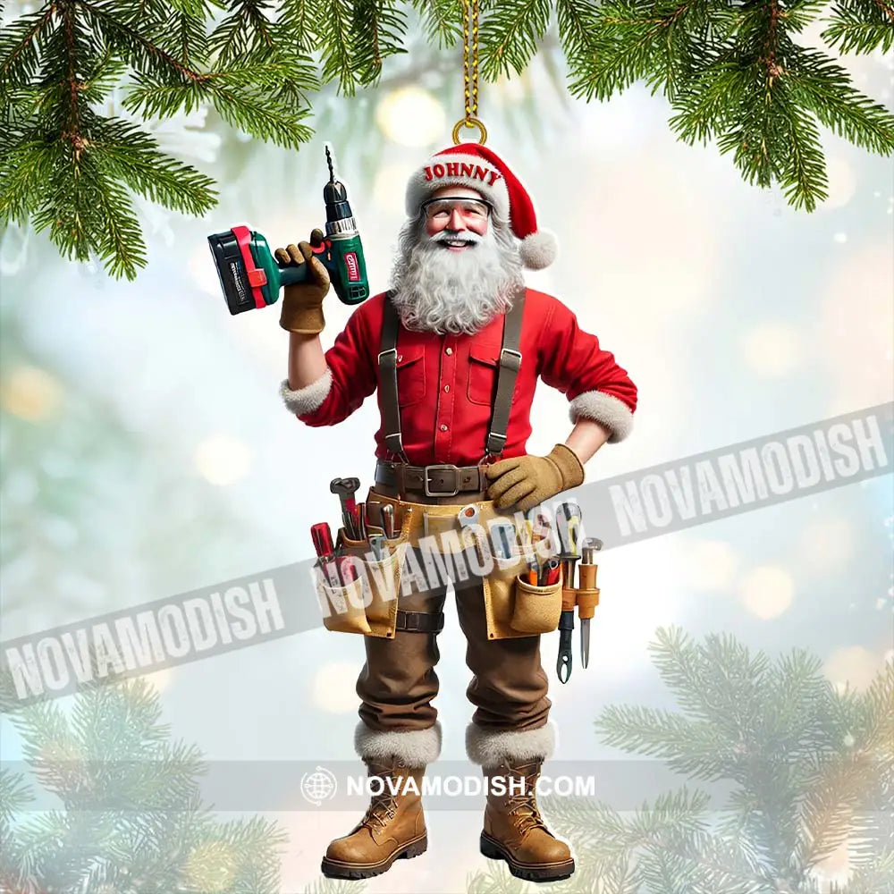 Custom Name Handyman Santa Ornament Christmas Gift 3.54’’ / 1