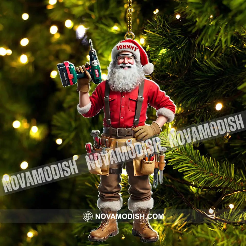 Custom Name Handyman Santa Ornament Christmas Gift