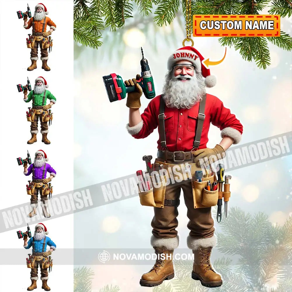 Custom Name Handyman Santa Ornament Christmas Gift