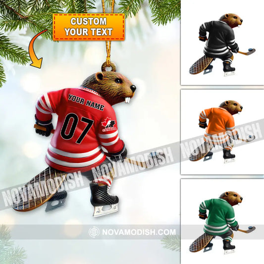 Custom Name Hockey Ornament Christmas Gift For Lover