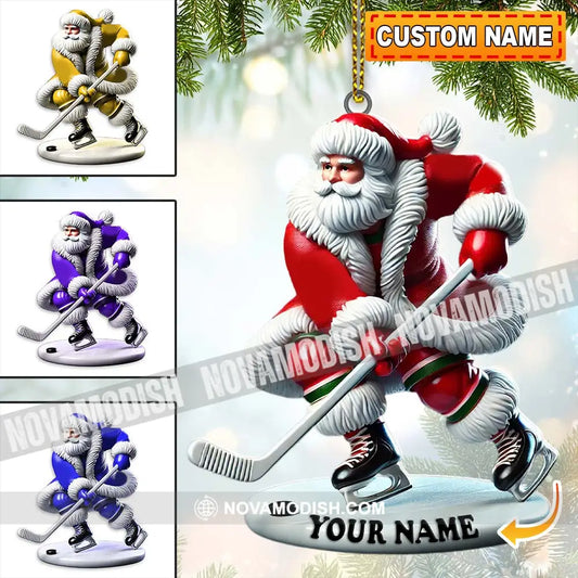 Custom Name Hockey Santa Ornament Lover Christmas Gift