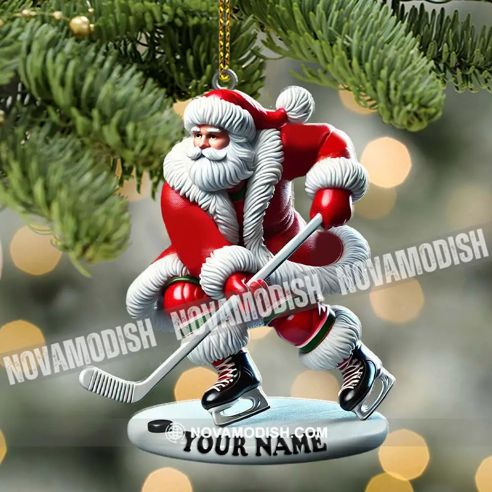 Custom Name Hockey Santa Ornament Lover Christmas Gift