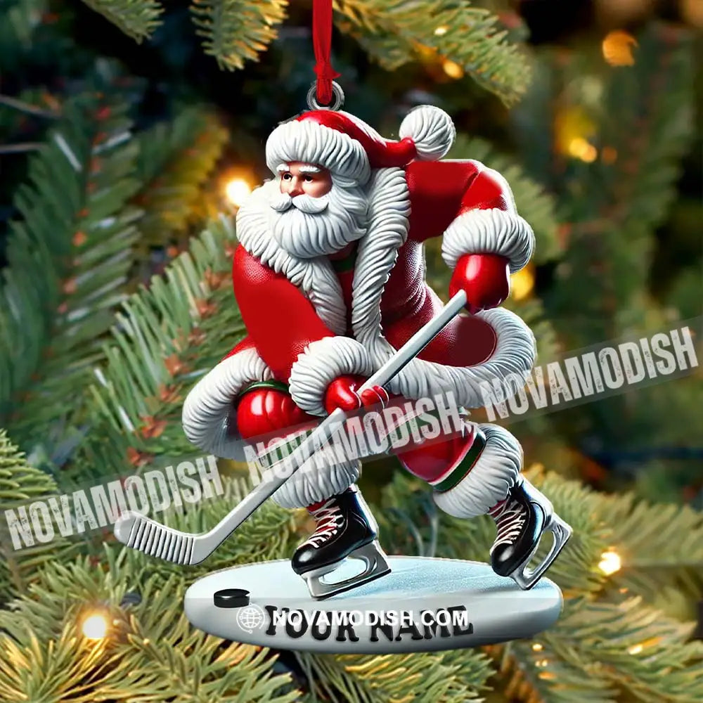 Custom Name Hockey Santa Ornament Lover Christmas Gift