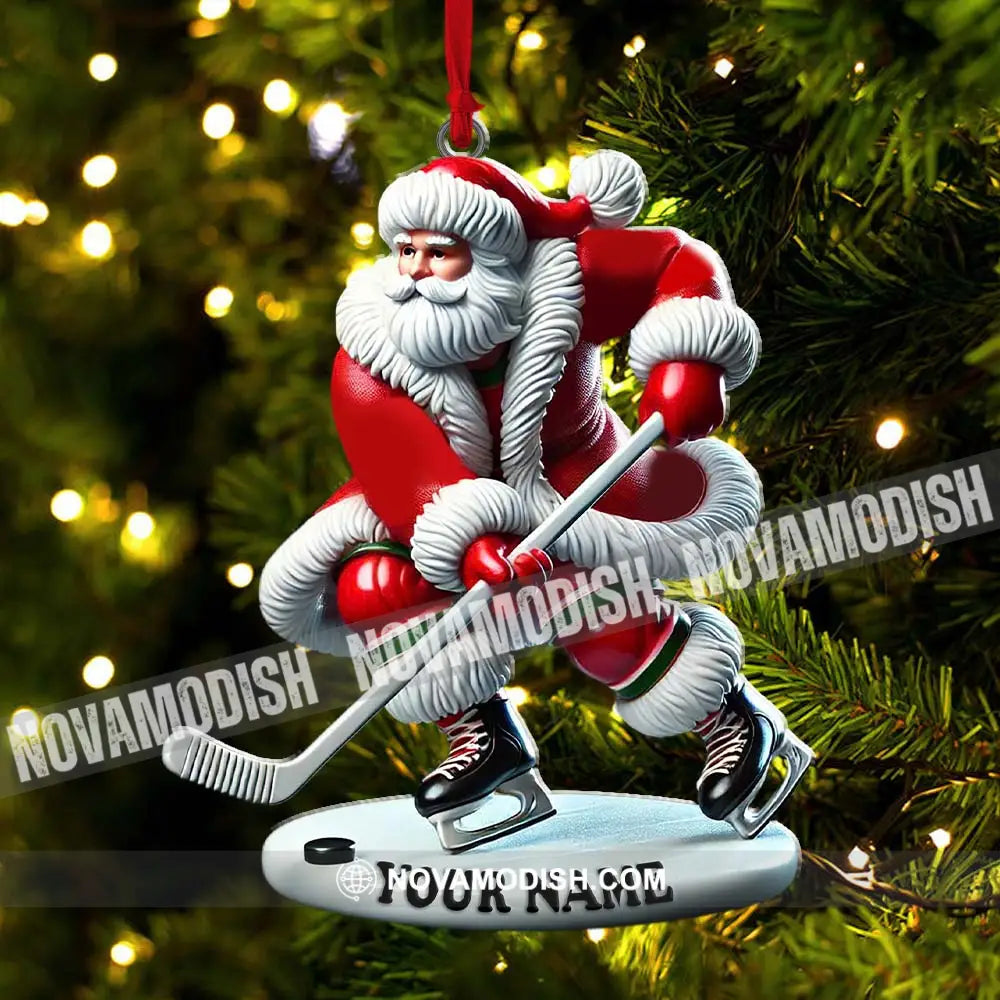 Custom Name Hockey Santa Ornament Lover Christmas Gift