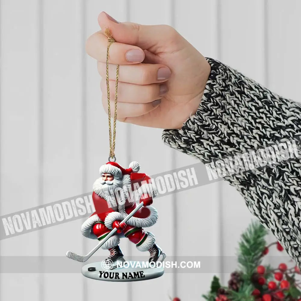 Custom Name Hockey Santa Ornament Lover Christmas Gift