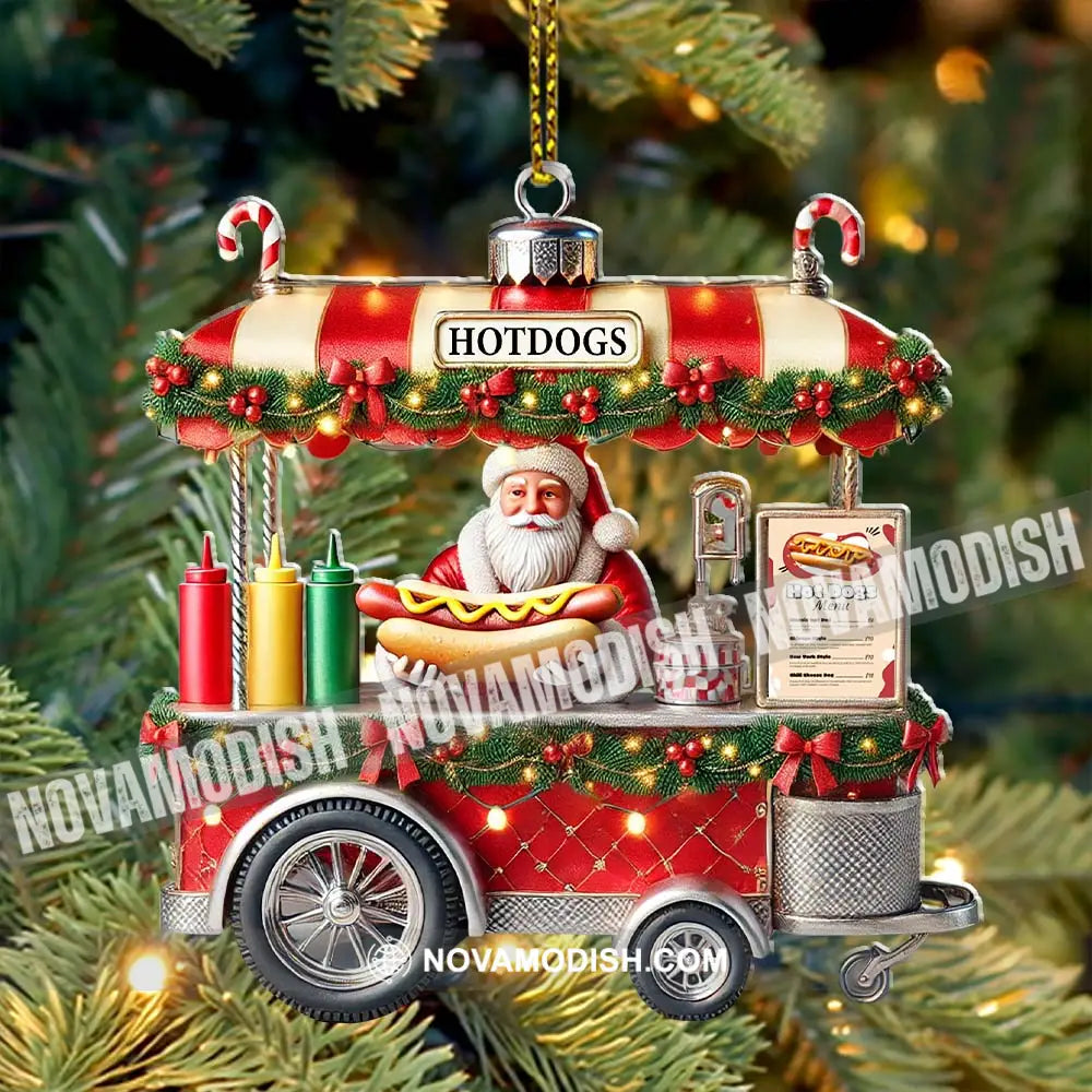 Custom Name Hot Dog Shop Ornament Santa Christmas Gift