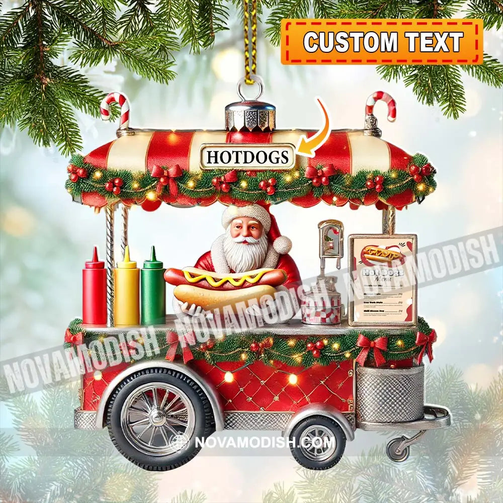 Custom Name Hot Dog Shop Ornament Santa Christmas Gift