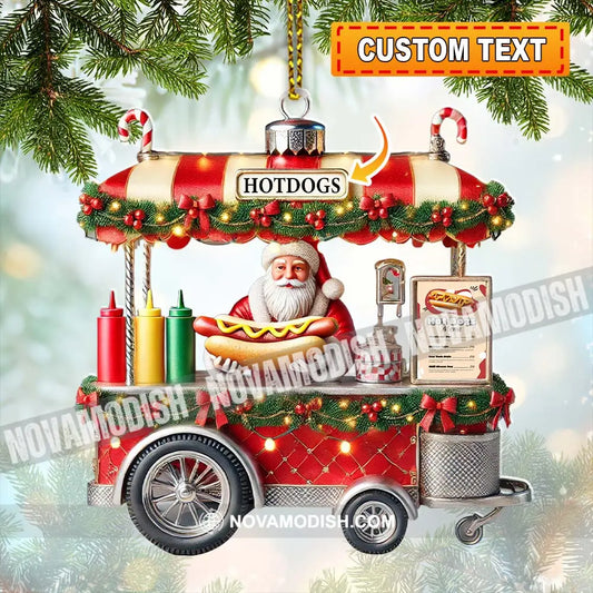 Custom Name Hot Dog Shop Ornament Santa Christmas Gift