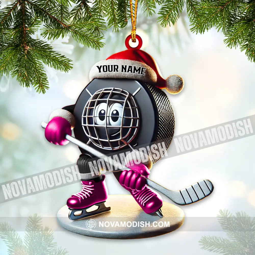 Custom Name Ice Hockey Ornament Christmas Gift