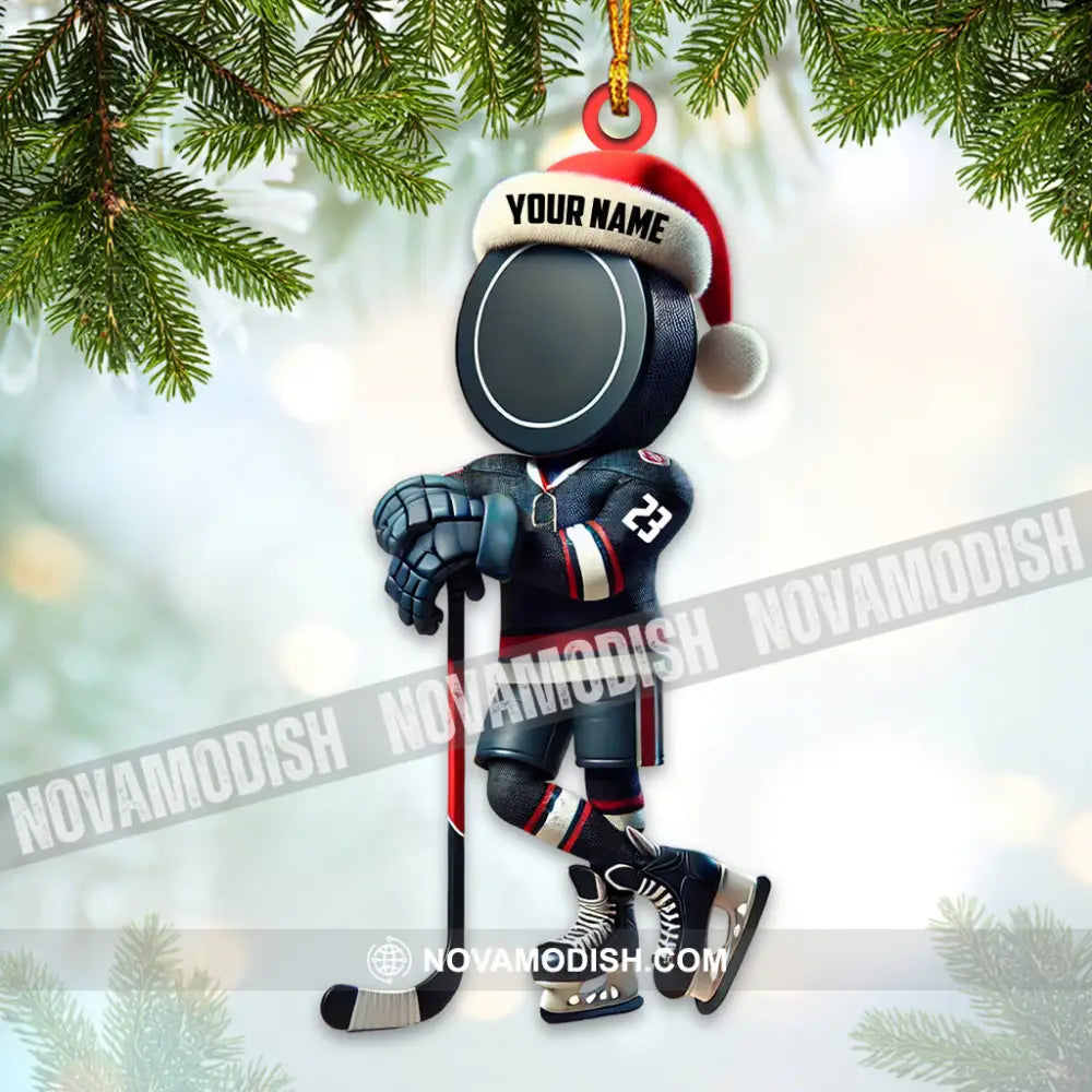 Custom Name Ice Hockey Ornament Christmas Gift 3.54’’ / 1