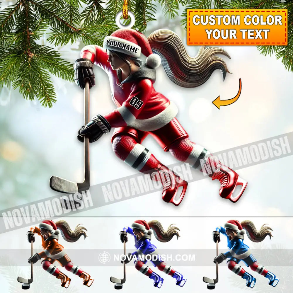 Custom Name Ice Hockey Ornament Christmas Gift