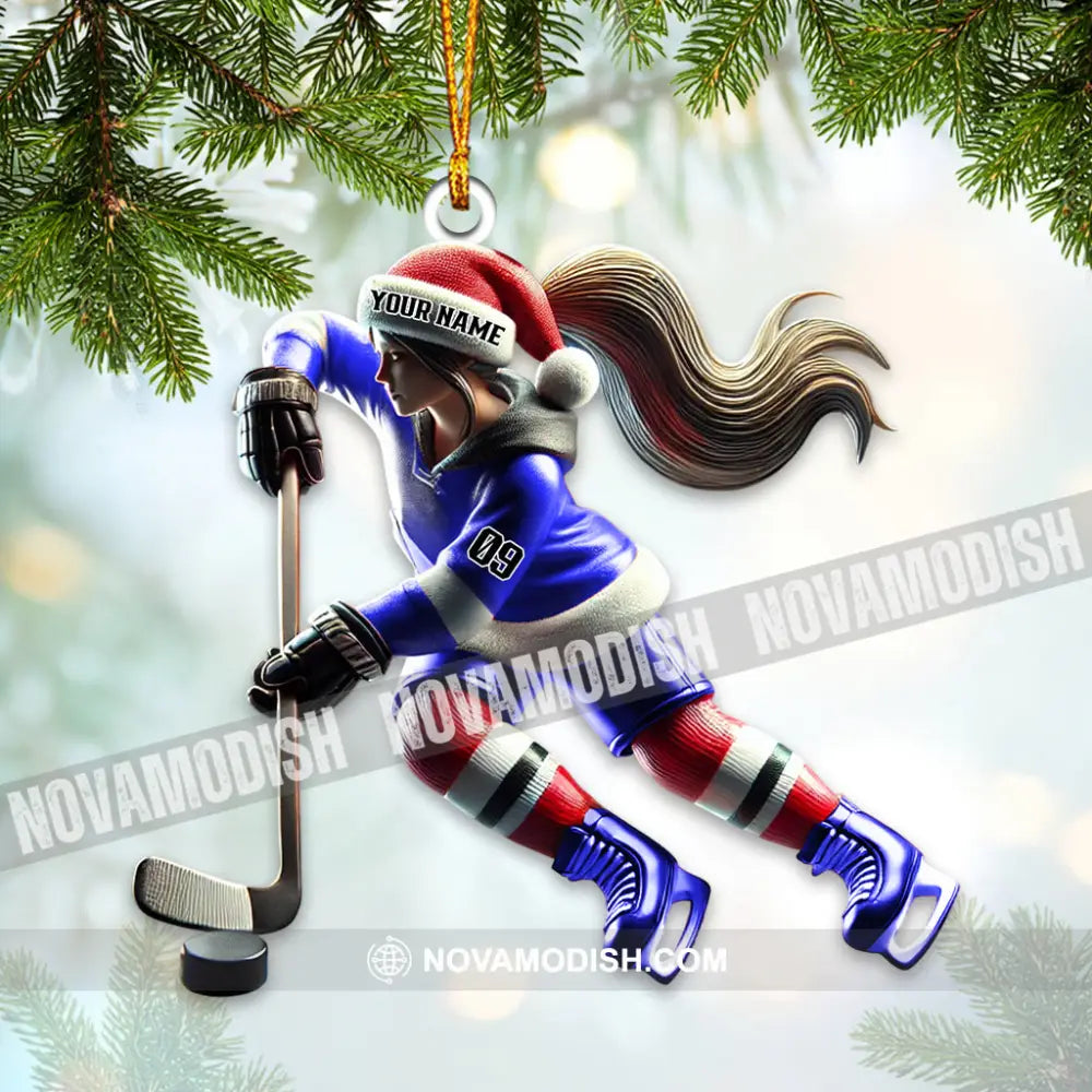 Custom Name Ice Hockey Ornament Christmas Gift