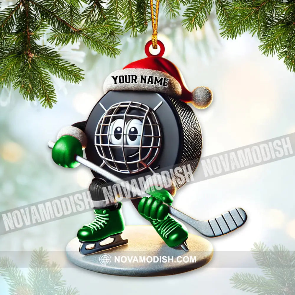 Custom Name Ice Hockey Ornament Christmas Gift