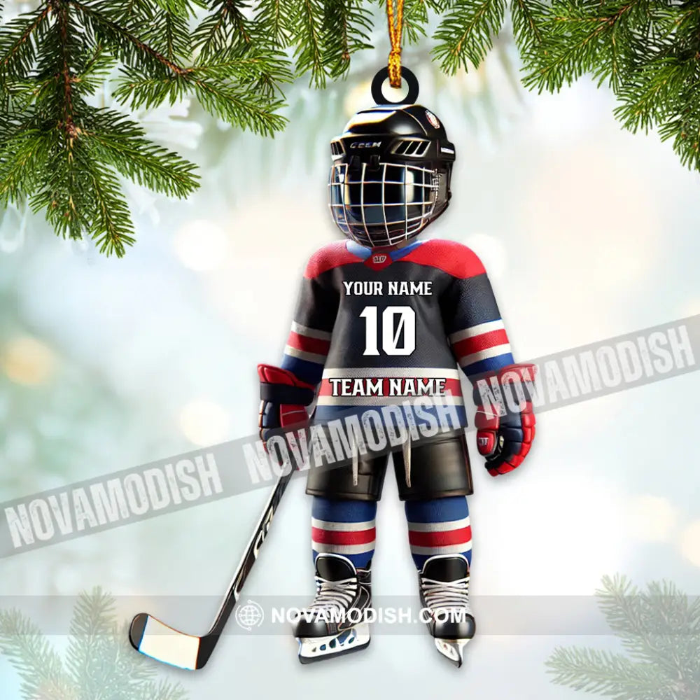 Custom Name Ice Hockey Ornament Christmas Gift Decoration 3.54’’ / 1