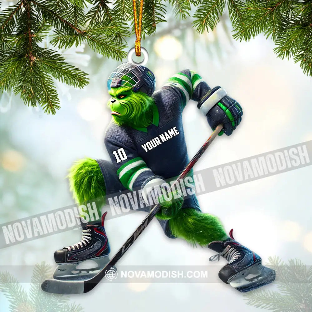 Custom Name Ice Hockey Ornament Christmas Gift Decoration 3.54’’ / 1