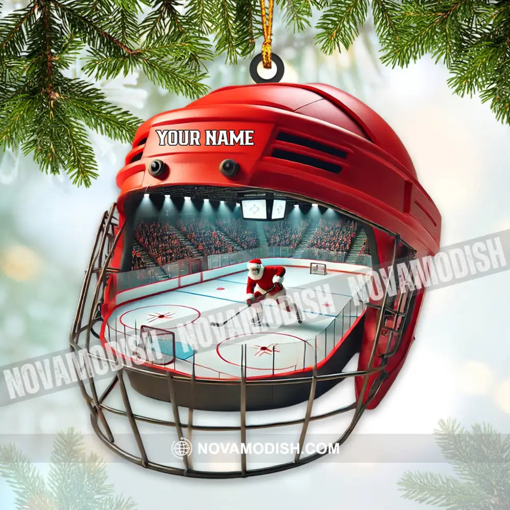 Custom Name Ice Hockey Ornament Lover Christmas Gift 3.54’’ / 1