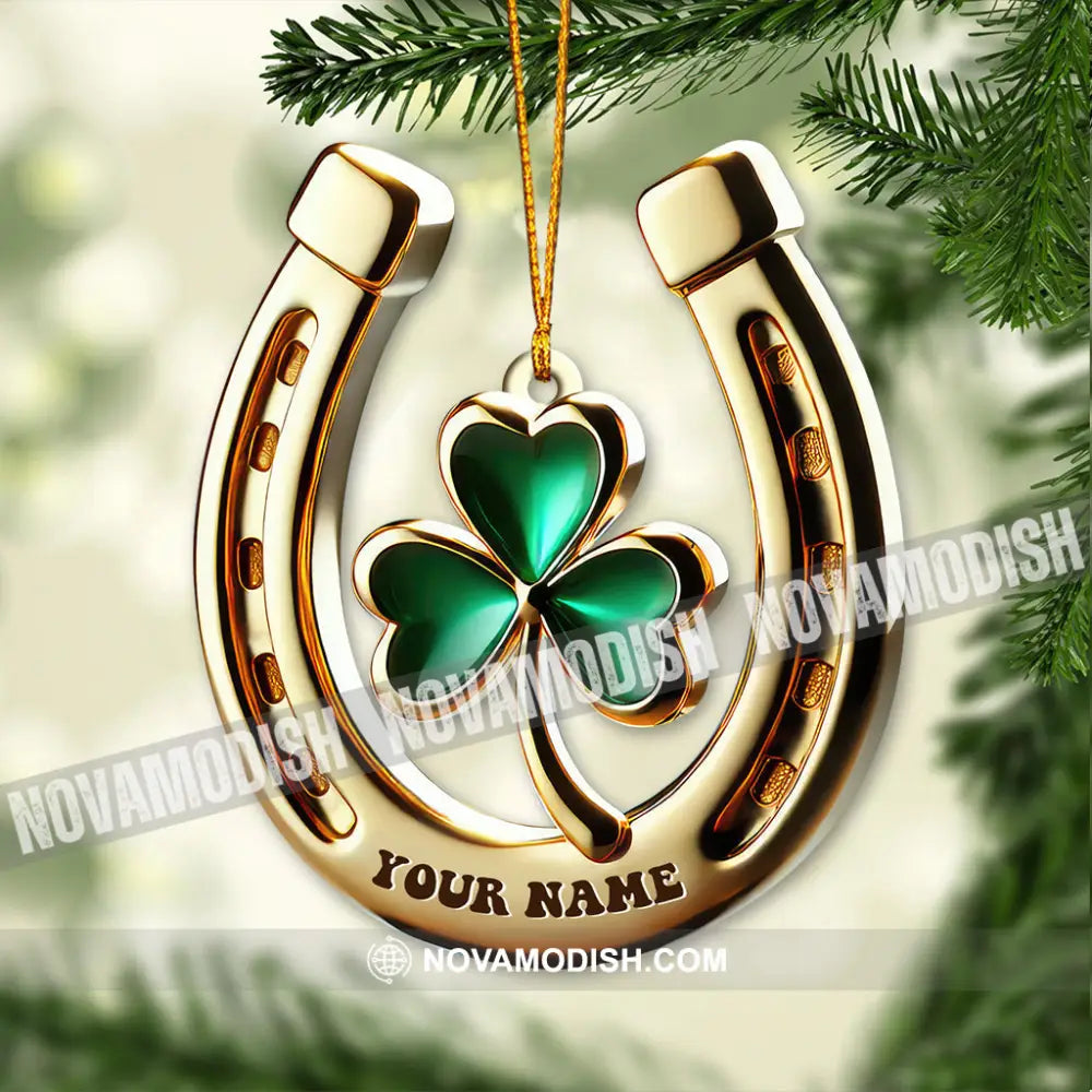 Custom Name Ireland Lucky Flower Ornament Lover Christmas Gift 3.54’’ / 1