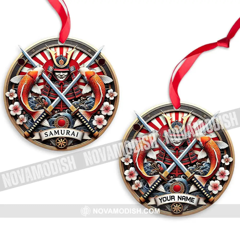 Custom Name Japan Samurai Ornament Christmas Gift For Lover 3.54’’ / 1