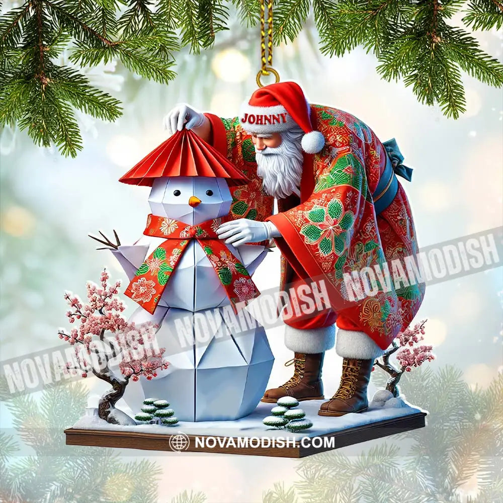 Custom Name Japan Santa Ornament Lover Christmas Gift 3.54’’ / 1