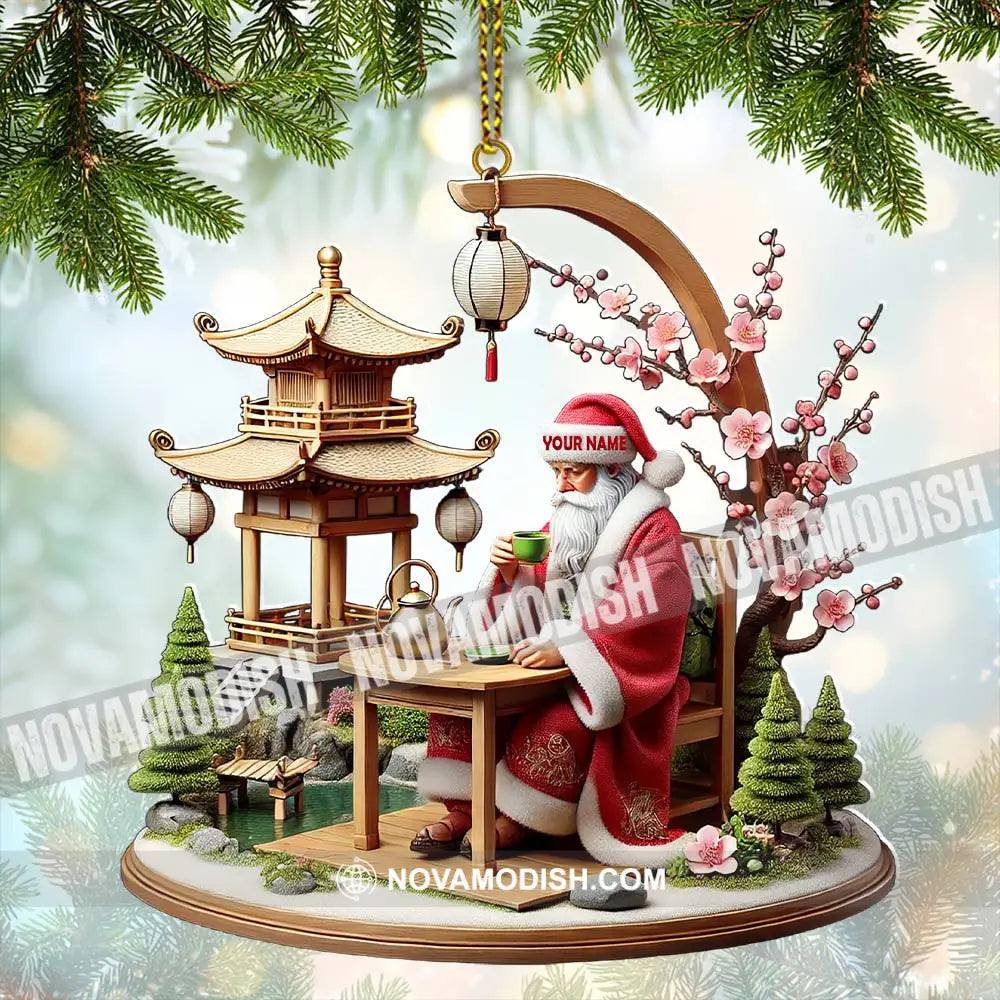 Custom Name Japan Santa Ornament Lover Christmas Gift 3.54’’ / 1