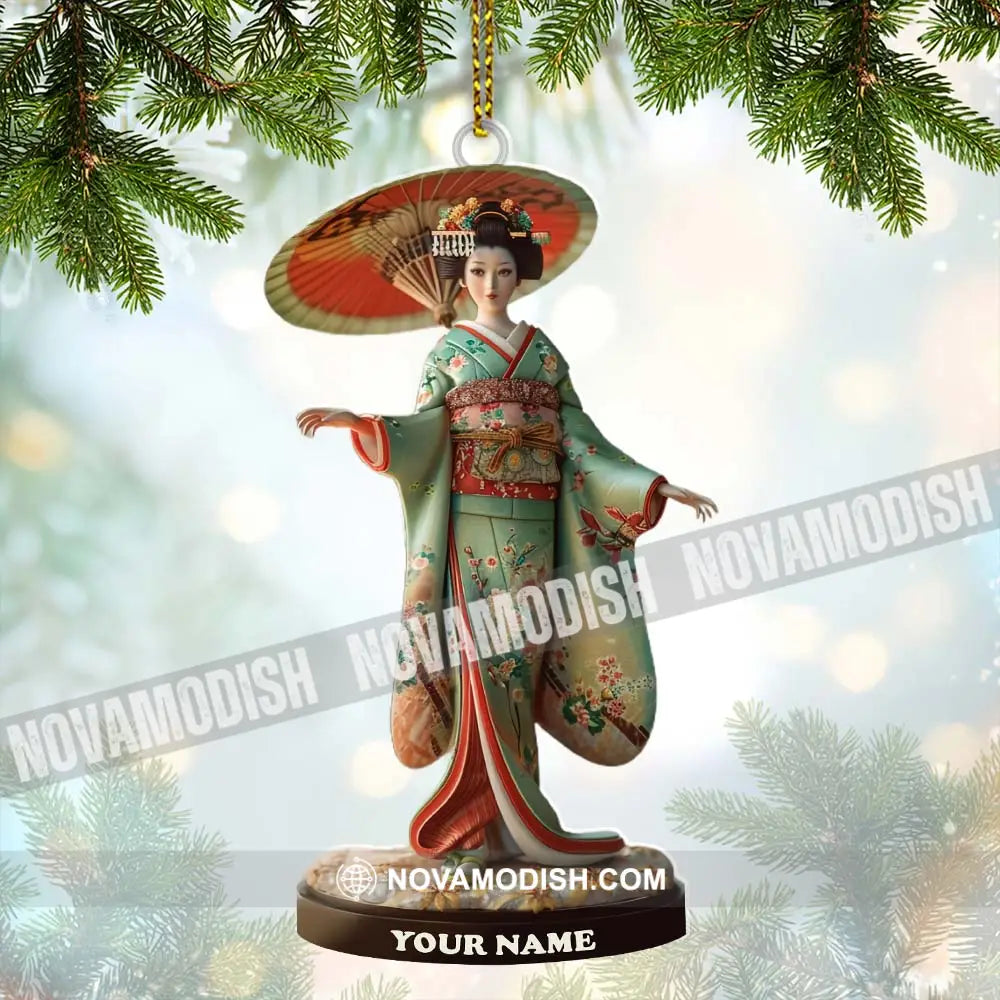 Custom Name Japanese Kimono Ornament Lover Christmas Gift 3.54’’ / 1