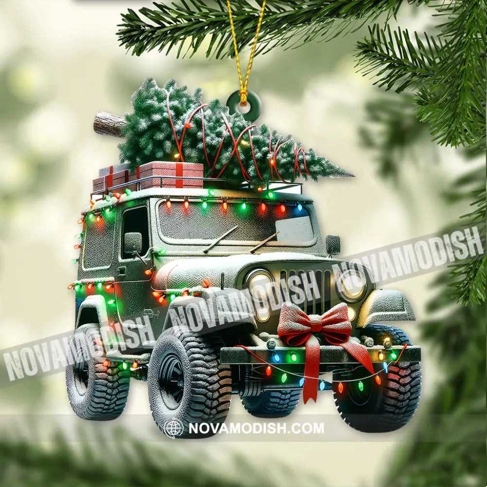 Custom Name Jeep Ornament Christmas Gift For Lover 3.54’’ / 1