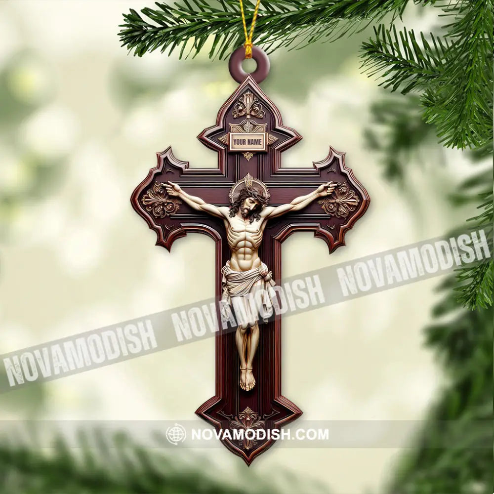 Custom Name Jesus Christ Ornament Christmas Gift For Christian 3.54’’ / 1