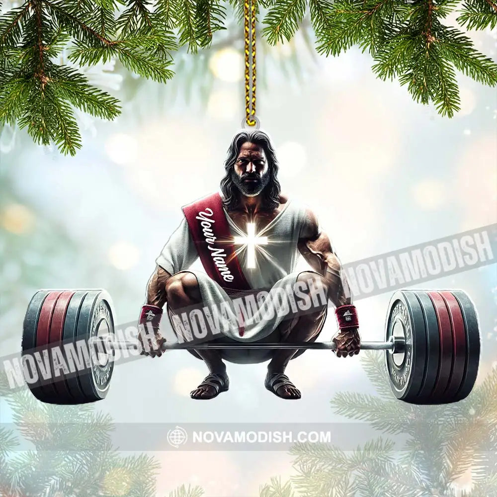 Custom Name Jesus Gym Ornament Gymnastics Christmas Decoration 3.54’’ / 1