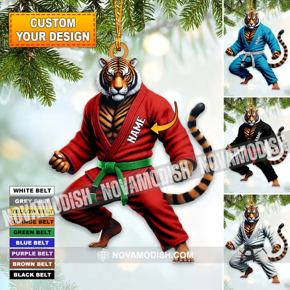 Custom Name Jiu Jutsu Tiger Ornament Christmas Gift