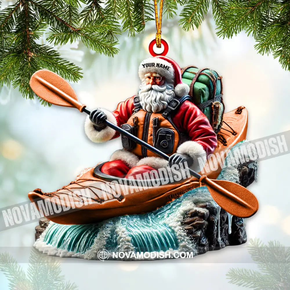 Custom Name Kayak Santa Ornament Lover Christmas Gift