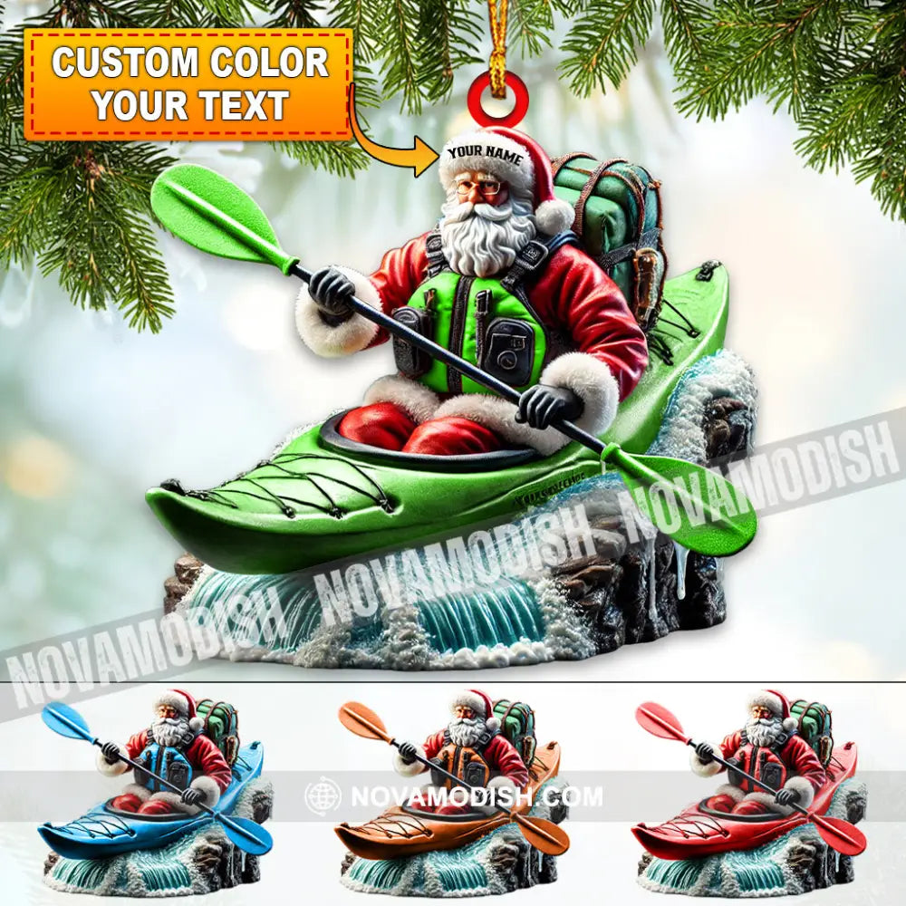 Custom Name Kayak Santa Ornament Lover Christmas Gift