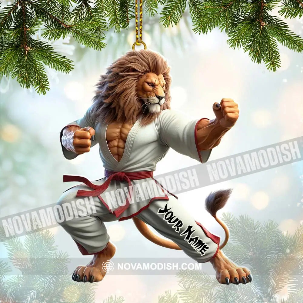 Custom Name Lion Karate Ornament Christmas Gift 3.54’’ / 1