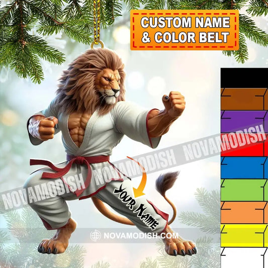 Custom Name Lion Karate Ornament Christmas Gift