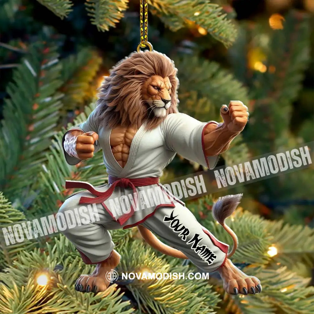 Custom Name Lion Karate Ornament Christmas Gift