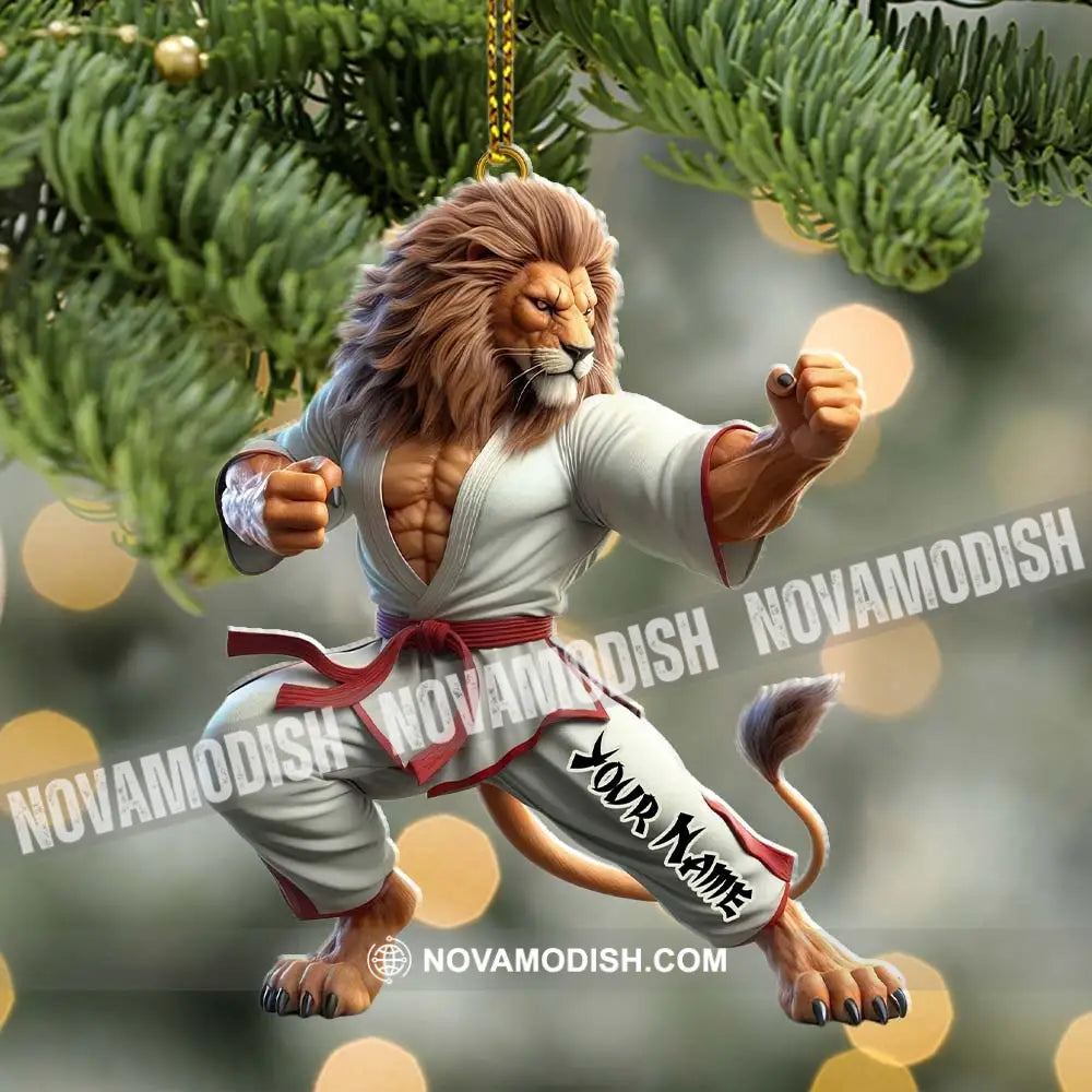 Custom Name Lion Karate Ornament Christmas Gift