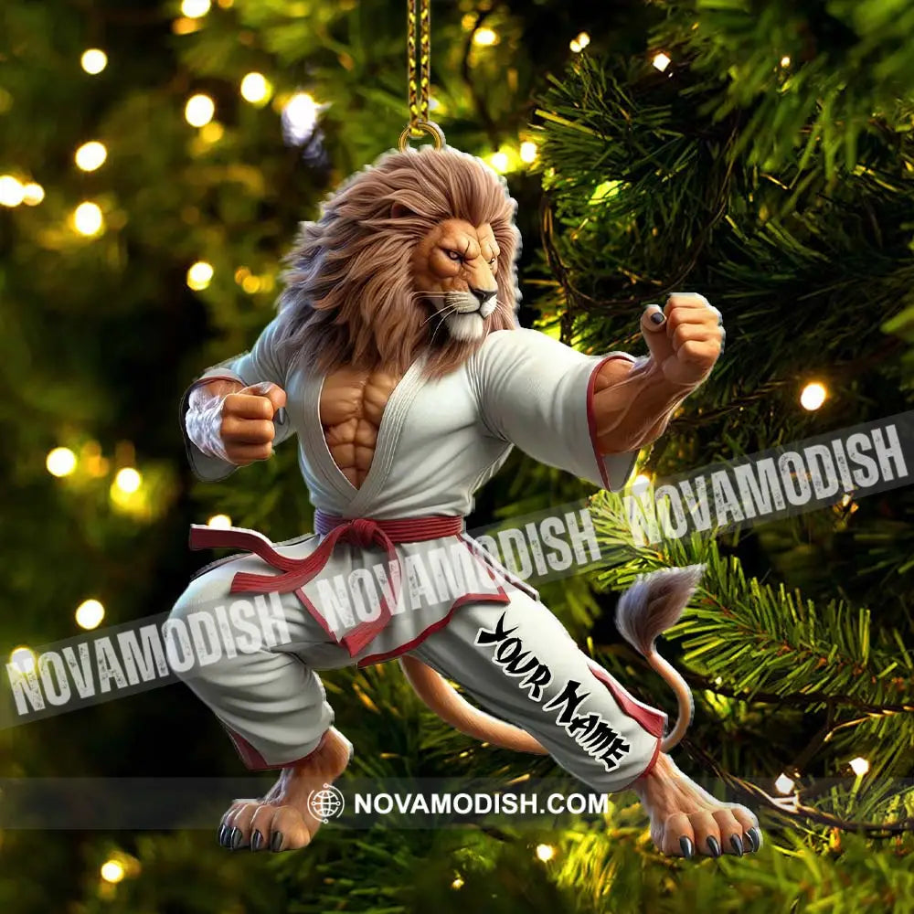 Custom Name Lion Karate Ornament Christmas Gift