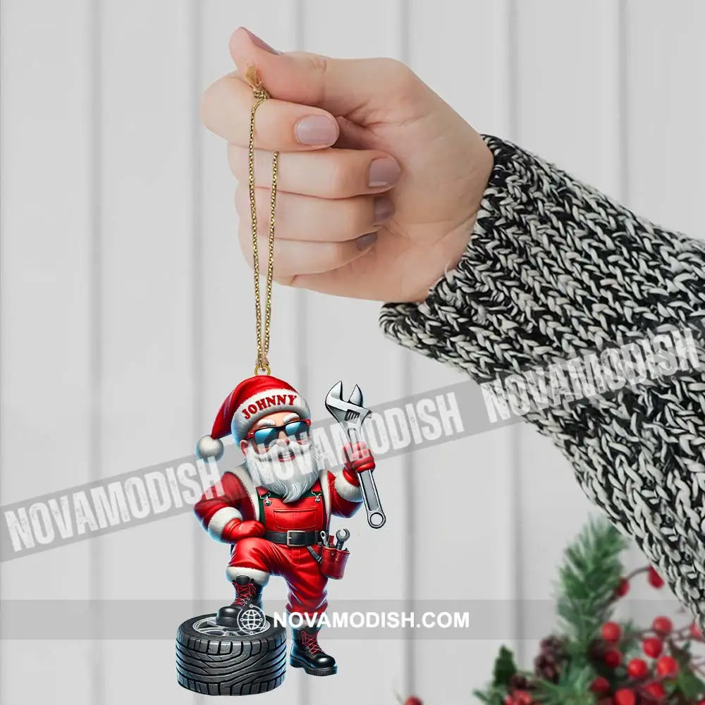 Custom Name Mechanic Santa Ornament Christmas Gift