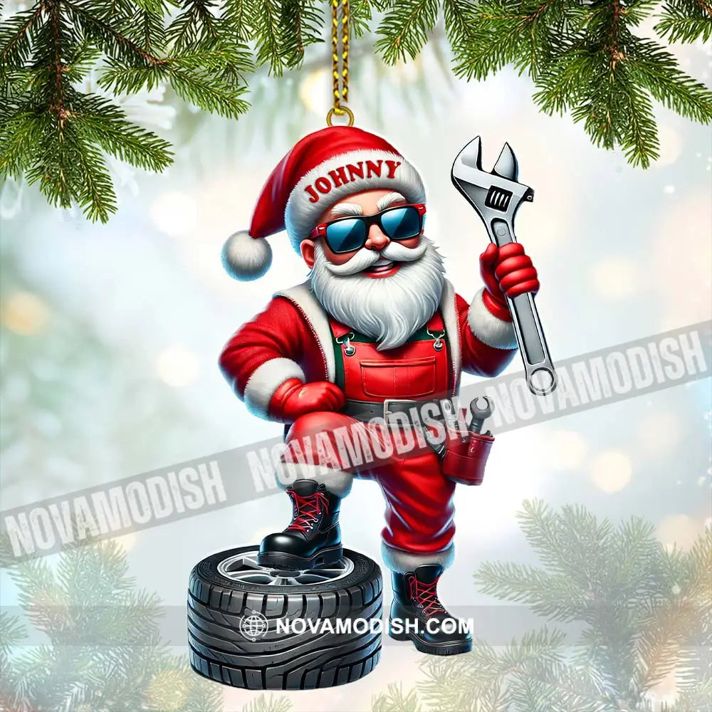 Custom Name Mechanic Santa Ornament Christmas Gift 3.54’’ / 1