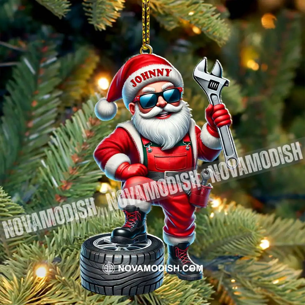 Custom Name Mechanic Santa Ornament Christmas Gift