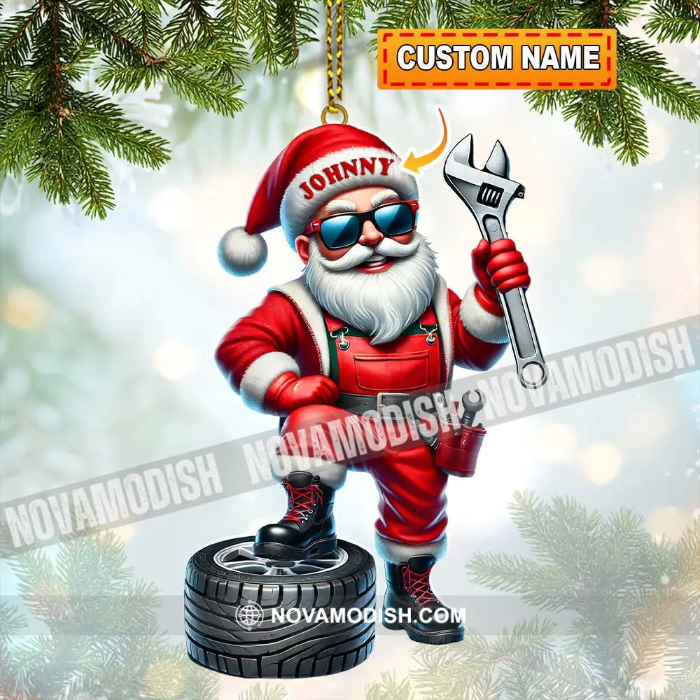 Custom Name Mechanic Santa Ornament Christmas Gift