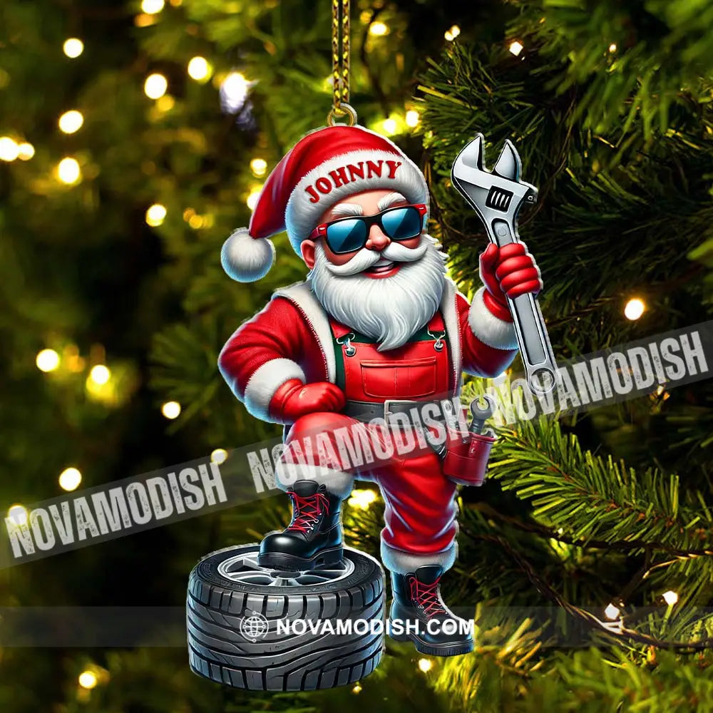 Custom Name Mechanic Santa Ornament Christmas Gift