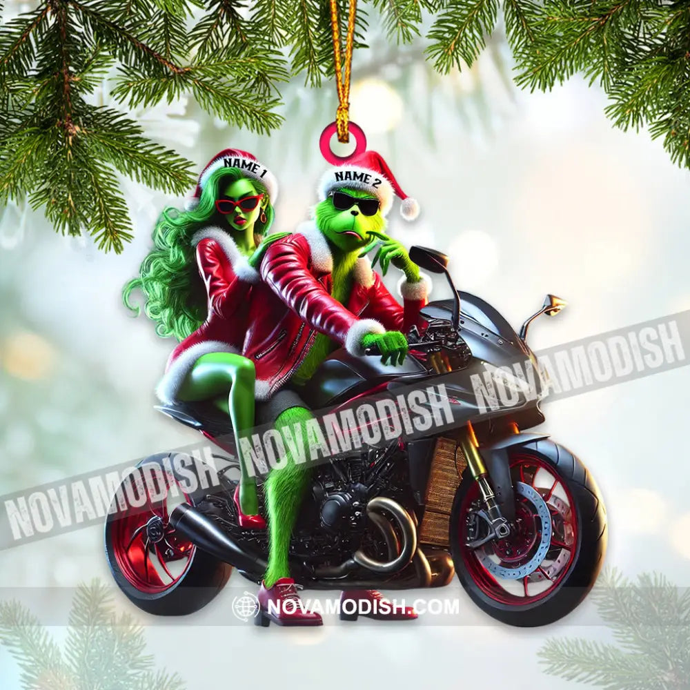 Custom Name Motorbike Christmas Couple Ornament Lover Gift 3.54’’ / 1