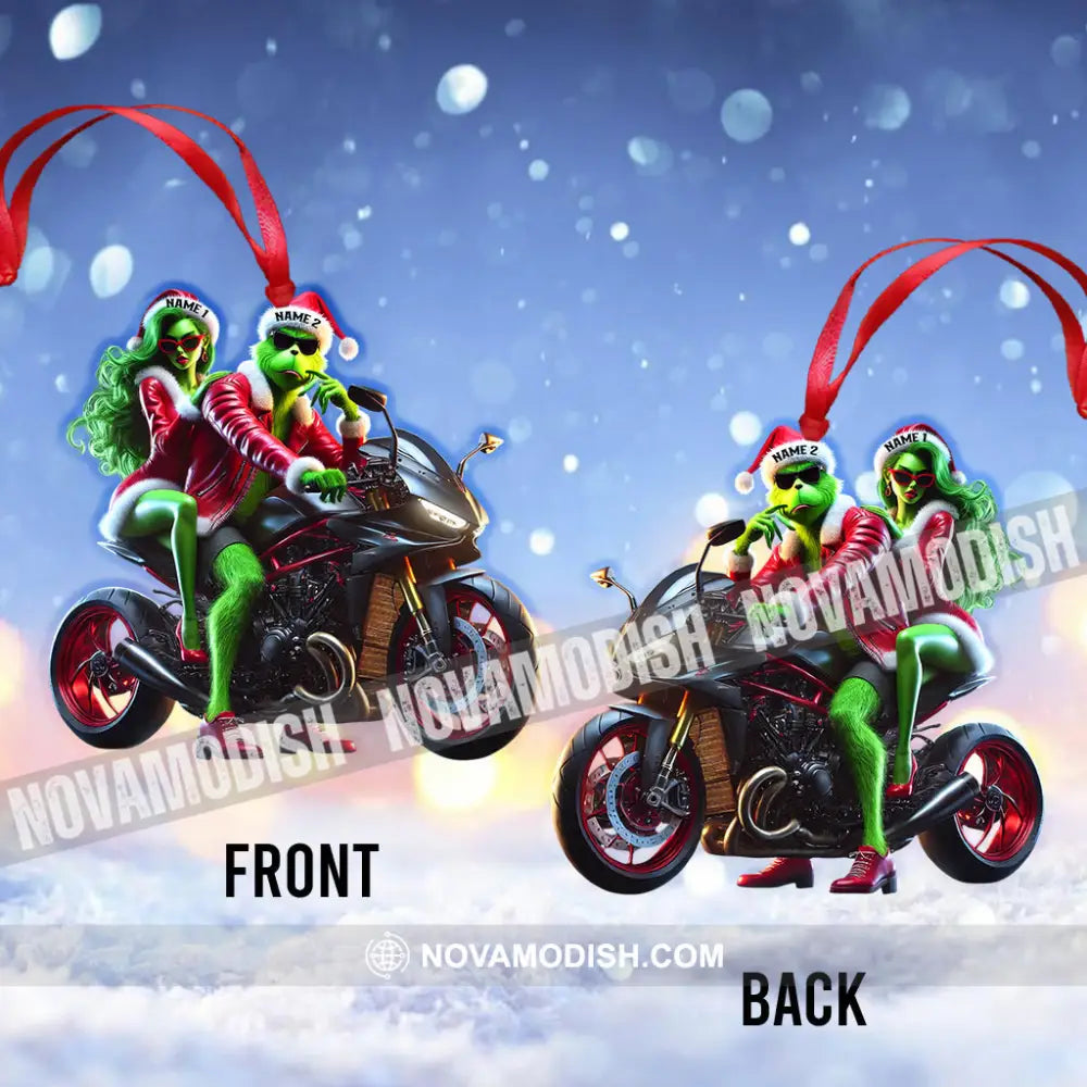 Custom Name Motorbike Christmas Couple Ornament Lover Gift