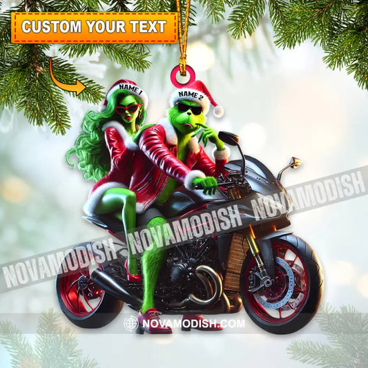 Custom Name Motorbike Christmas Couple Ornament Lover Gift