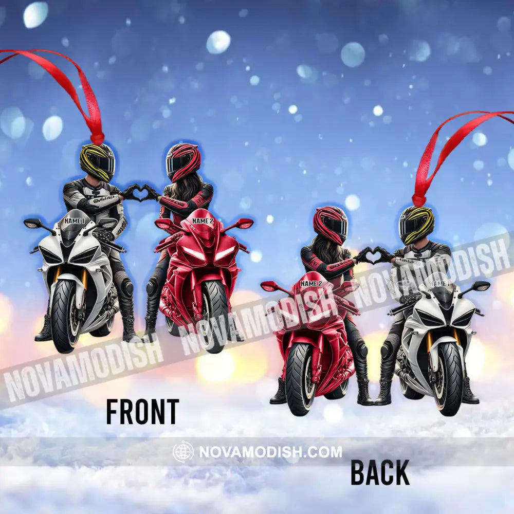 Custom Name Motorbike Couple Ornament Lover Christmas Gift