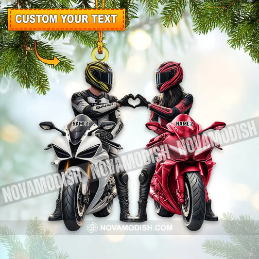 Custom Name Motorbike Couple Ornament Lover Christmas Gift